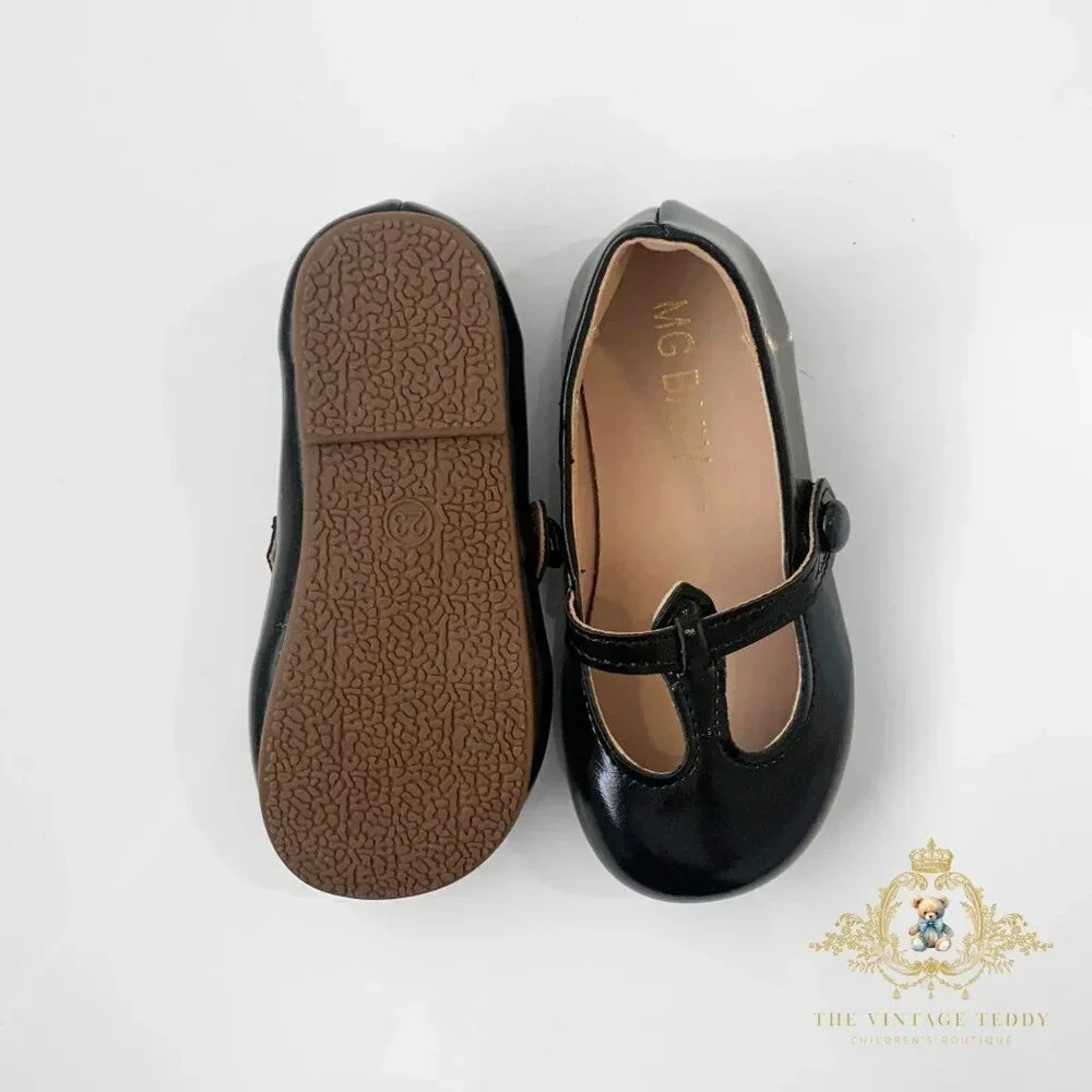 NWT Pretty Girls Mary Jane Flats Vintage Style Cute Children's Shoes Black 5.5